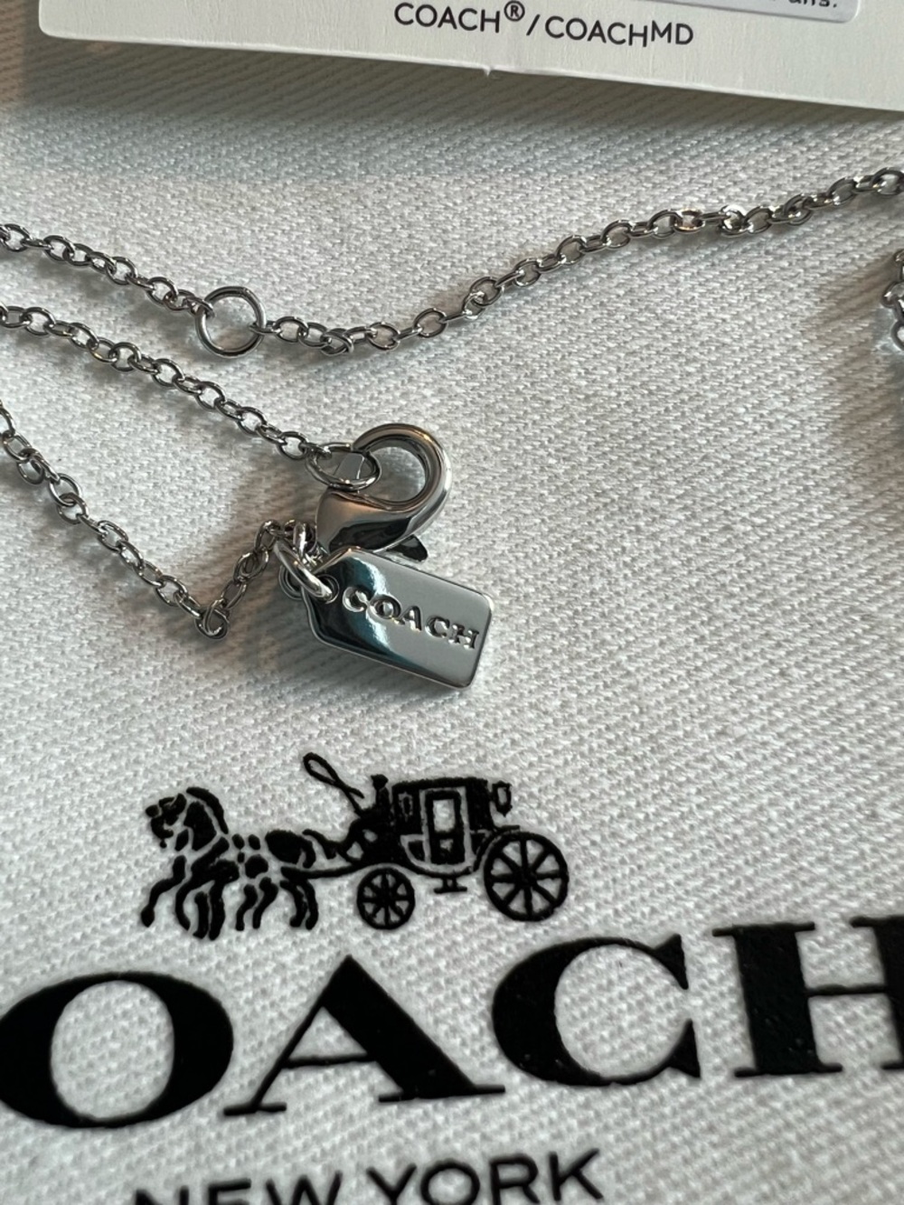 COACH Silver Heart Charm Necklace - Picture 3 of 3